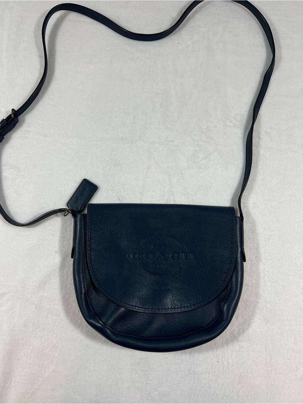 Coach Deep Blue Leather Saddle Crossbody Bag